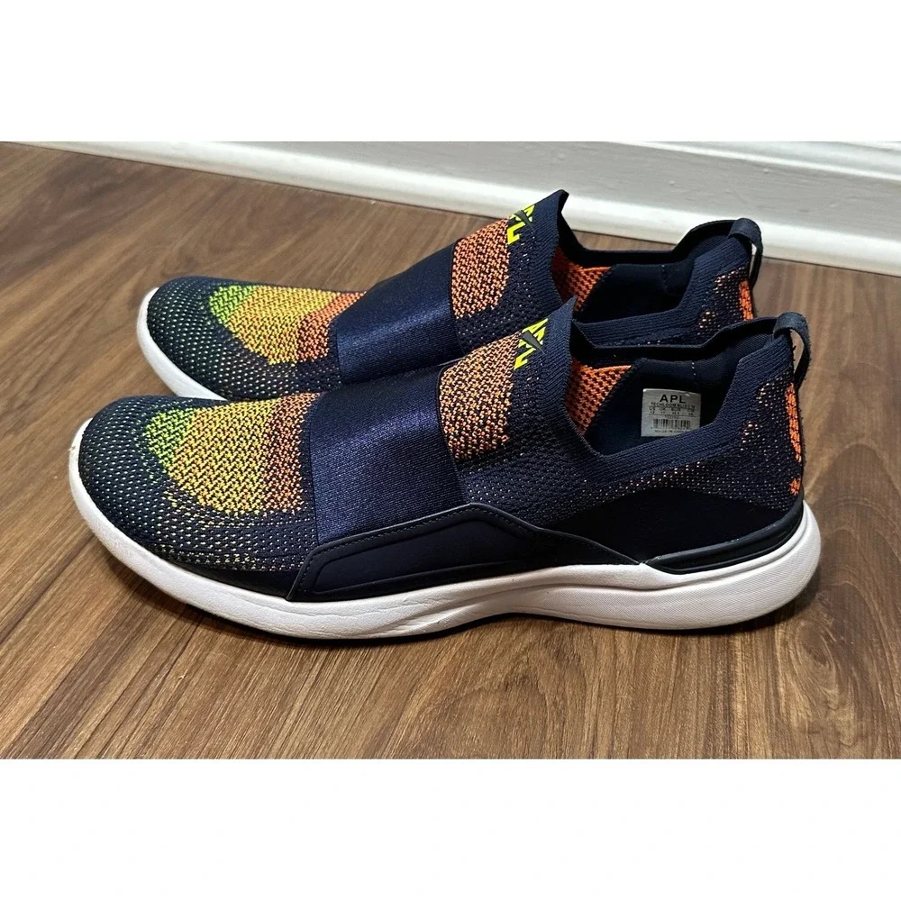 APL TechLoom Bliss Navy/Orange Knit Slip On Athletic Running Shoes Mens Sz 12